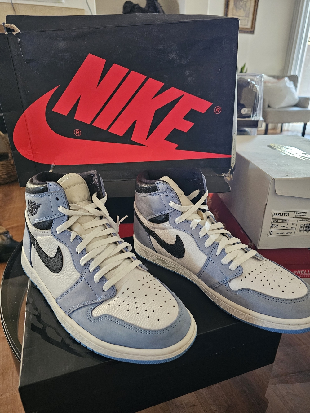 Nike Air Jordan 1 High White and Light Blue Men's Sneakers